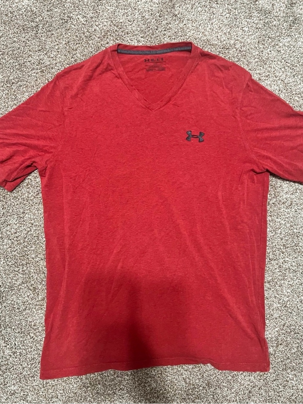 Under Armour Red V-Neck Athletic Tee with Chest Logo